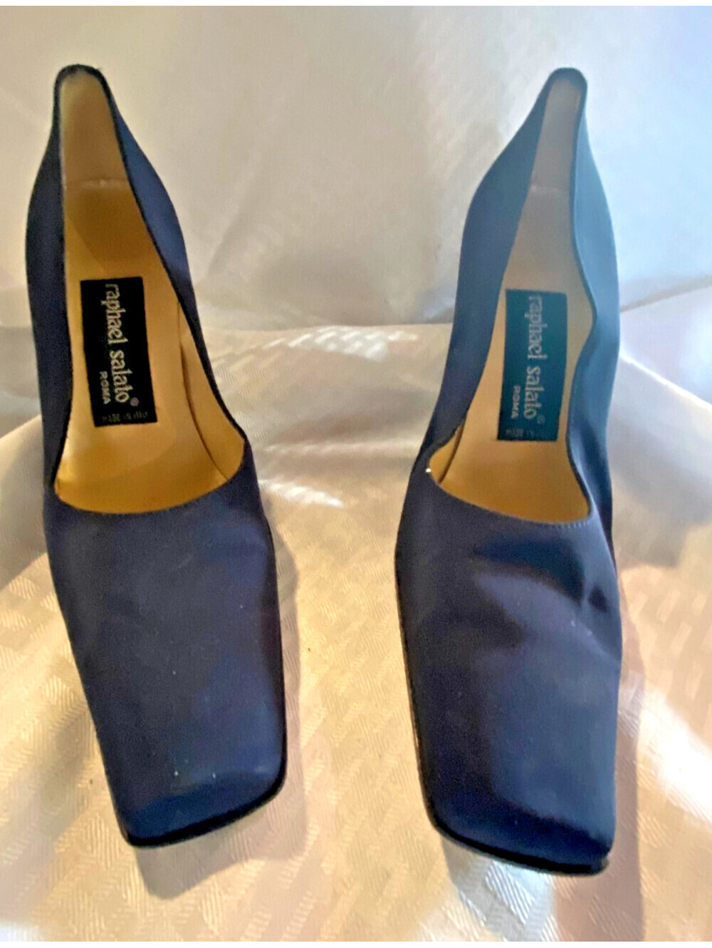 Raphael Salato Blue Square Toe Pumps Size 39 Made in Italy